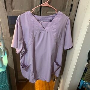 Barco Uniforms Purple Boxy Blouse with V-Neck and Short Sleeves